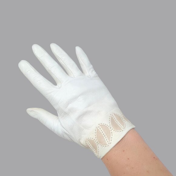 Vintage Lionel Le Grand Gloves Cream Leather 7 Wrist France - Picture 1 of 14